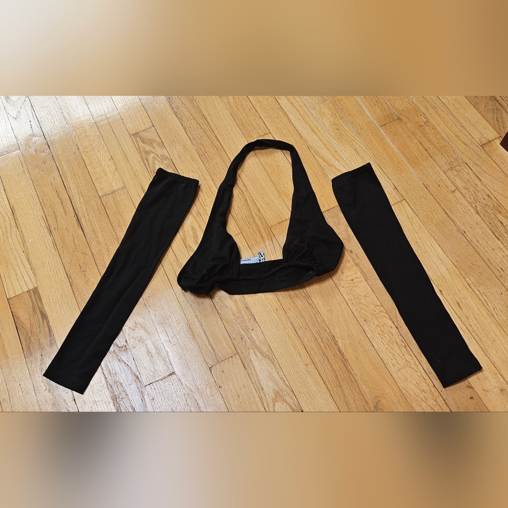 Brand New ASOS Black Halter Top with Sleeves Perfect For Raves